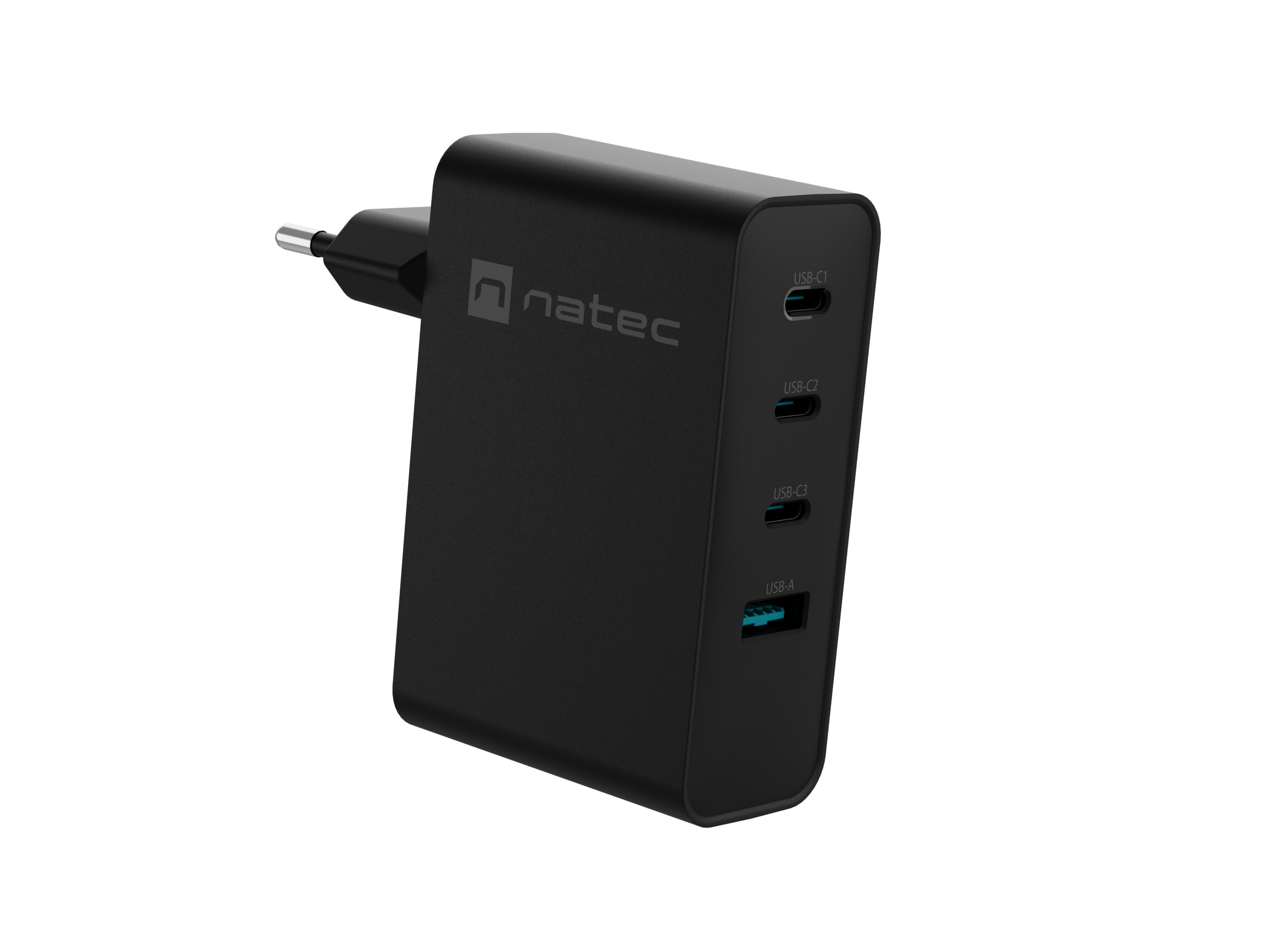 Ładowarka sieciowa Natec Ribera GaN 1x USB-A + 3x USB TYP-C 100W - czarna