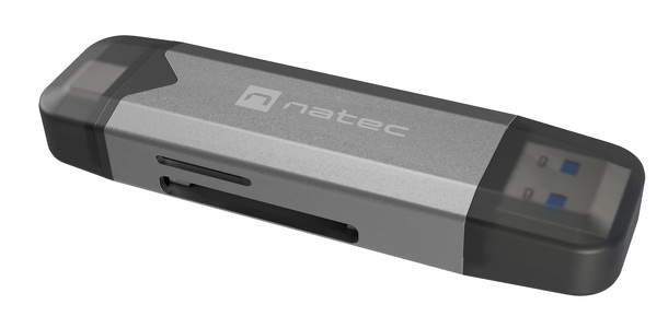 Miniatura produktu: Czytnik kart Natec SCARAB 3 SD/MicroSD, USB 3.1 gen.1 + USB-C - szary