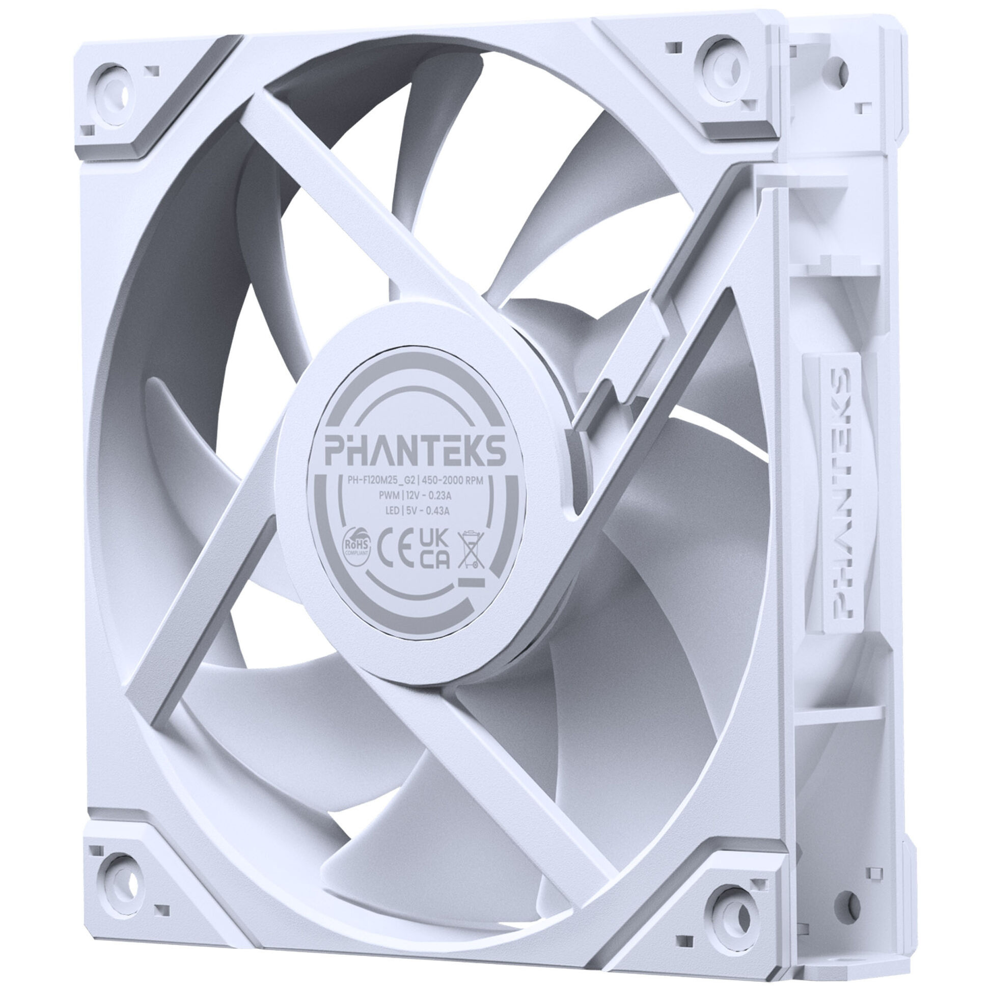 Wentylator Phanteks M25 Gen2 PWM ARGB Reverse Airflow 120mm, biały Wentylator Phanteks M25 Gen2 PWM ARGB Reverse Airflow 120mm, biały