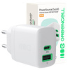 Greencell PowerSource Duo30 Biała Ładowarka sieciowa 30W USB-C USB-A Power Delivery QC3.0- 1x USB-C, 1x USB-A