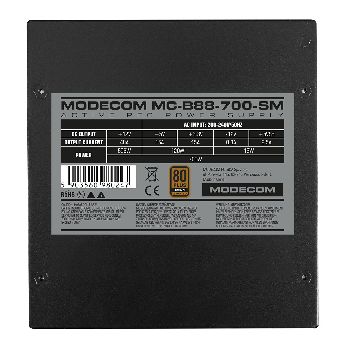 Modecom B88-700W Semi Modular 80Plus Bronze (MC-B88-700SM)