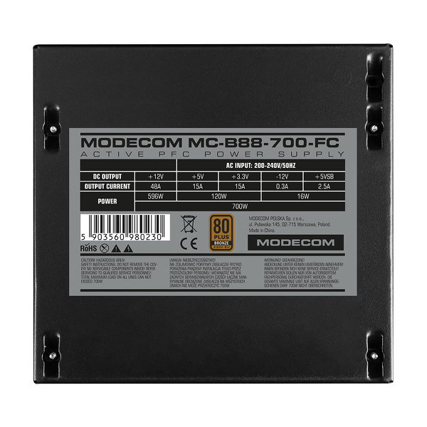 Zdjęcie produktu: Modecom B88-700W 80Plus Bronze (MC-B88-700FC)