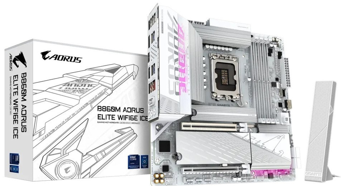 Zdjęcie produktu: Gigabyte B860M AORUS ELITE WF6E ICE DDR5 LGA1851 Zdjęcie produktu: Gigabyte B860M AORUS ELITE WF6E ICE DDR5 LGA1851