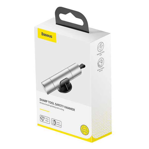 Zdjęcie produktu: Akcesorium samochodowe Baseus 2w1 młotek do szyb + nóż do pasów -  srebrny (CRSFH-0S)