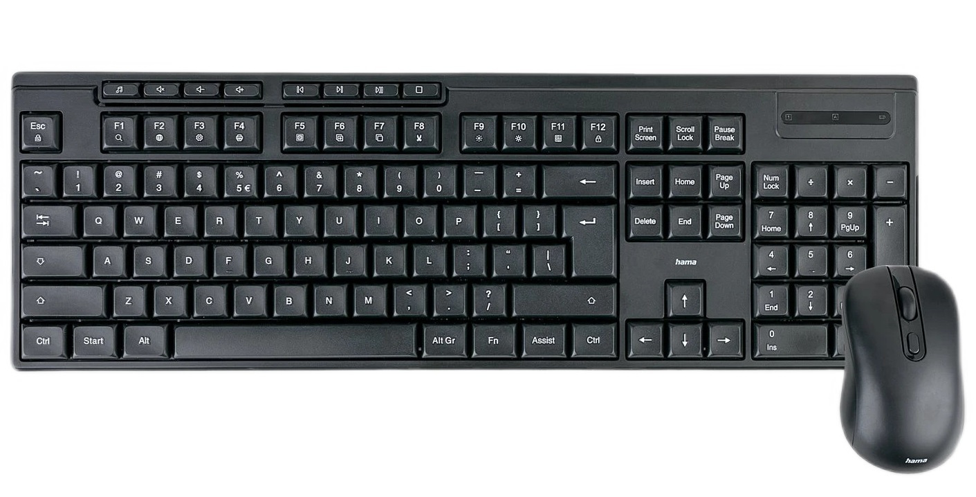 Zestaw bezprzewodowy klawiatura i mysz komputerowa zestaw Hama WKM-200 QWERTY Assist AI