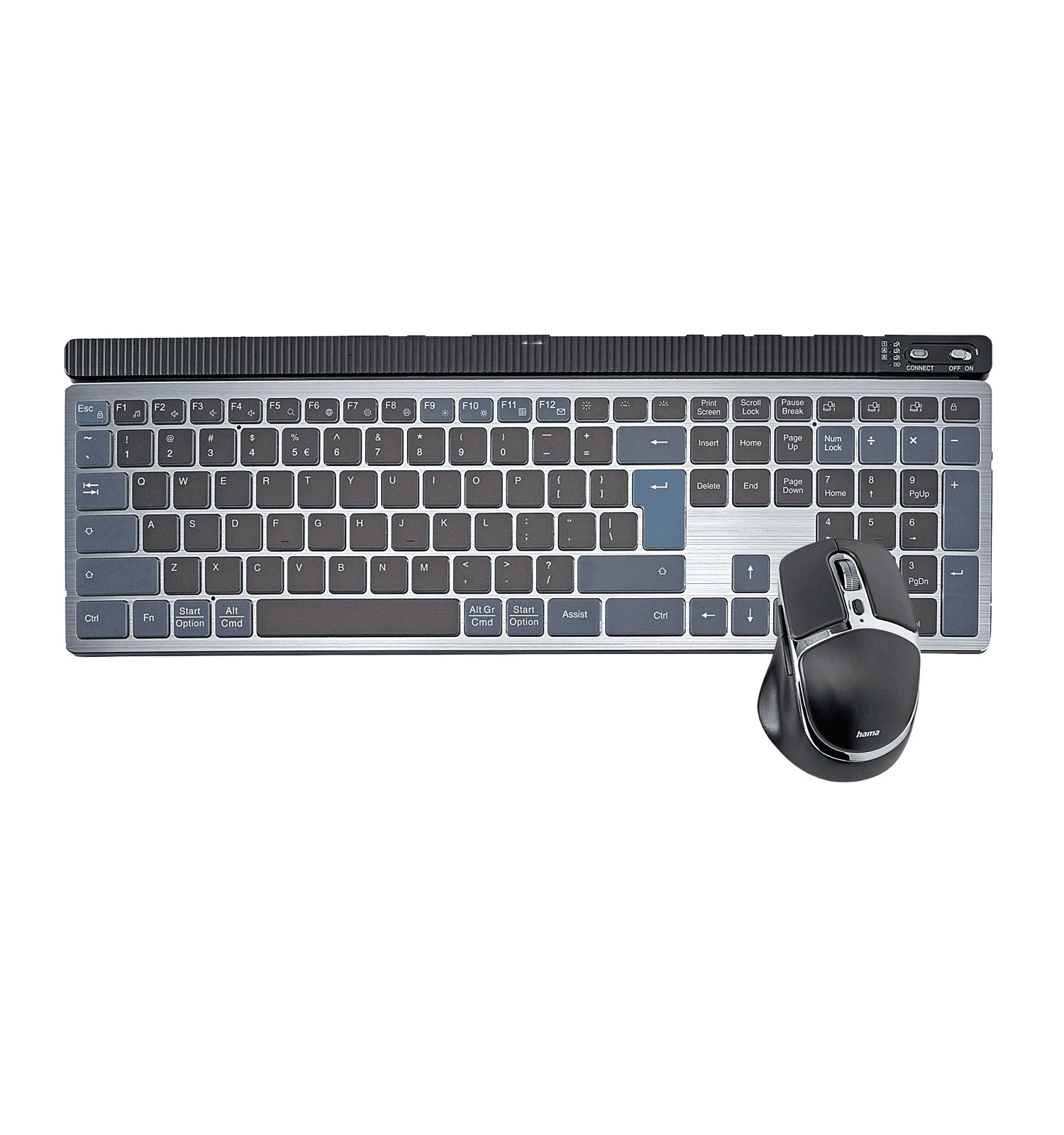 Zestaw bezprzewodowy klawiatura i mysz komputerowa zestaw Hama Wk-750 multi device bezp. QWERTY Assist AI