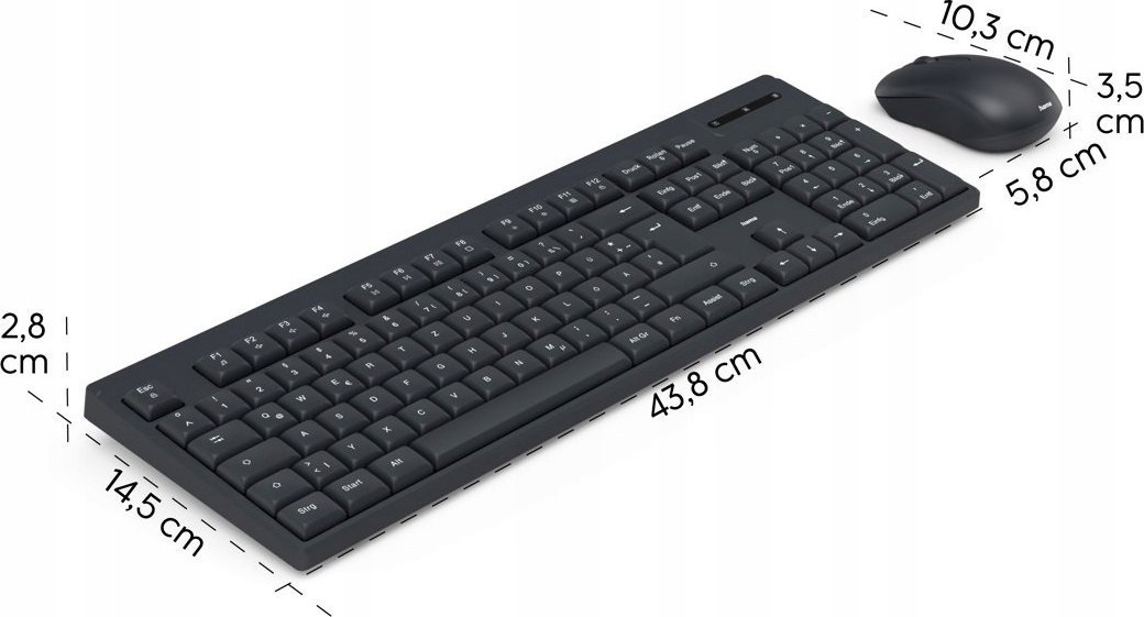 Zestaw bezprzewodowy klawiatura i mysz komputerowa zestaw Hama WKM-100 QWERTY Assist AI Zestaw bezprzewodowy klawiatura i mysz komputerowa zestaw Hama WKM-100 QWERTY Assist AI