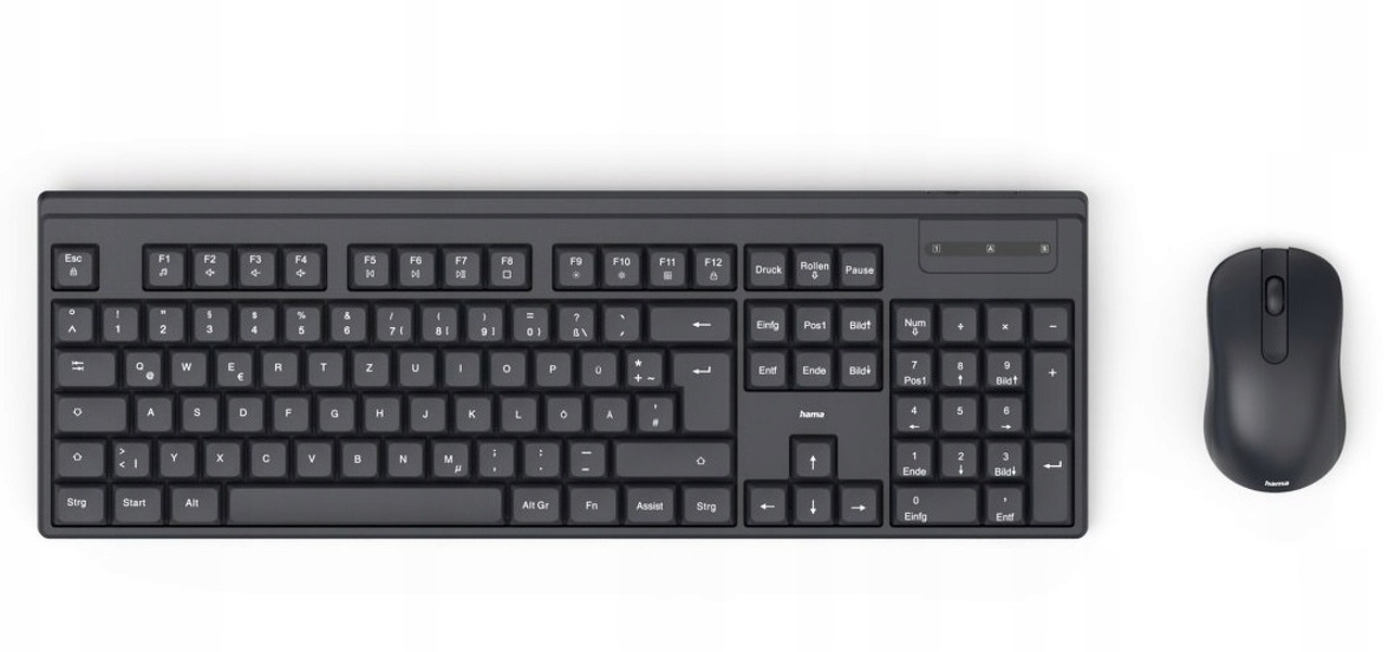 Zdjęcie produktu: Zestaw bezprzewodowy klawiatura i mysz komputerowa zestaw Hama WKM-100 QWERTY Assist AI Zdjęcie produktu: Zestaw bezprzewodowy klawiatura i mysz komputerowa zestaw Hama WKM-100 QWERTY Assist AI
