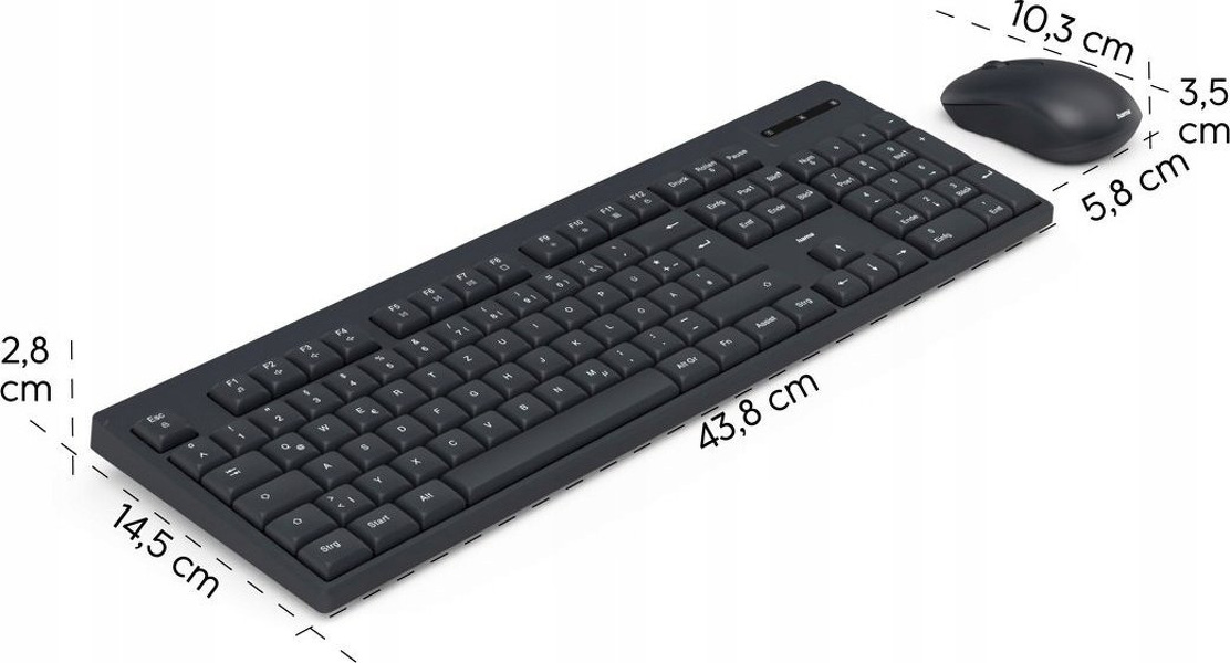 Zdjęcie produktu: Zestaw bezprzewodowy klawiatura i mysz komputerowa zestaw Hama WKM-100 QWERTY Assist AI Zdjęcie produktu: Zestaw bezprzewodowy klawiatura i mysz komputerowa zestaw Hama WKM-100 QWERTY Assist AI