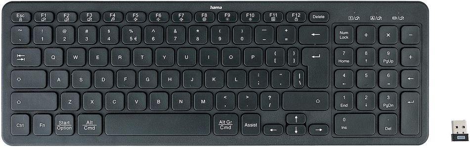 Miniatura produktu: Klawiatura komputerowa HAMA WK-300 multi device bezprzewodowa QWERTY Assist AI
