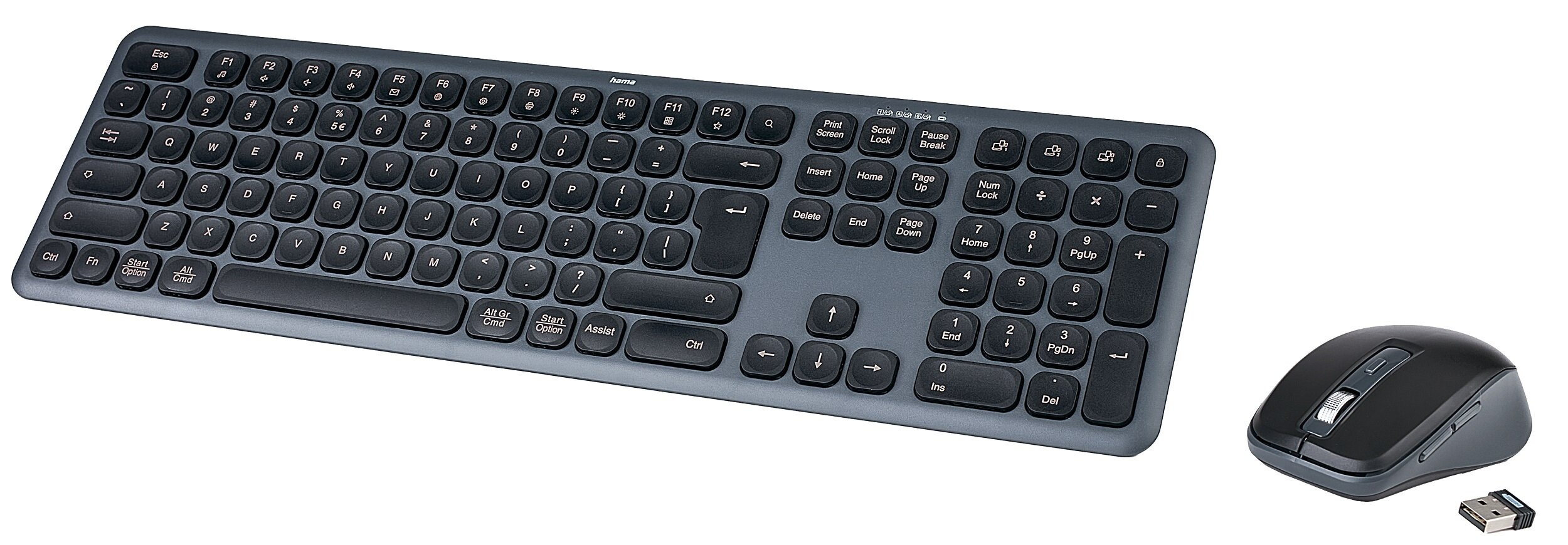 Zestaw bezprzewodowy klawiatura i mysz komputerowa zestaw Hama WKM-550 multi device QWERTY Assist AI