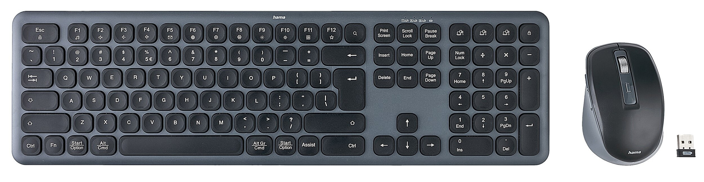 Zdjęcie produktu: Zestaw bezprzewodowy klawiatura i mysz komputerowa zestaw Hama WKM-550 multi device QWERTY Assist AI