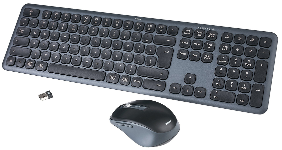 Zdjęcie produktu: Zestaw bezprzewodowy klawiatura i mysz komputerowa zestaw Hama WKM-550 multi device QWERTY Assist AI