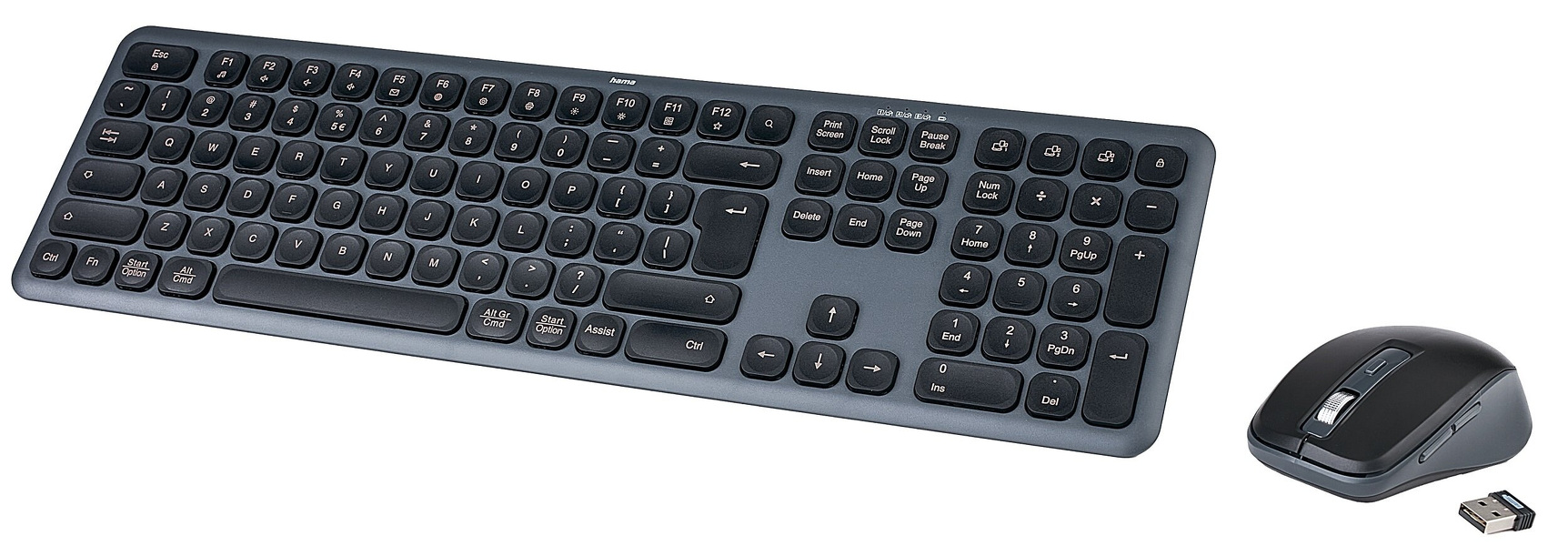 Zdjęcie produktu: Zestaw bezprzewodowy klawiatura i mysz komputerowa zestaw Hama WKM-550 multi device QWERTY Assist AI