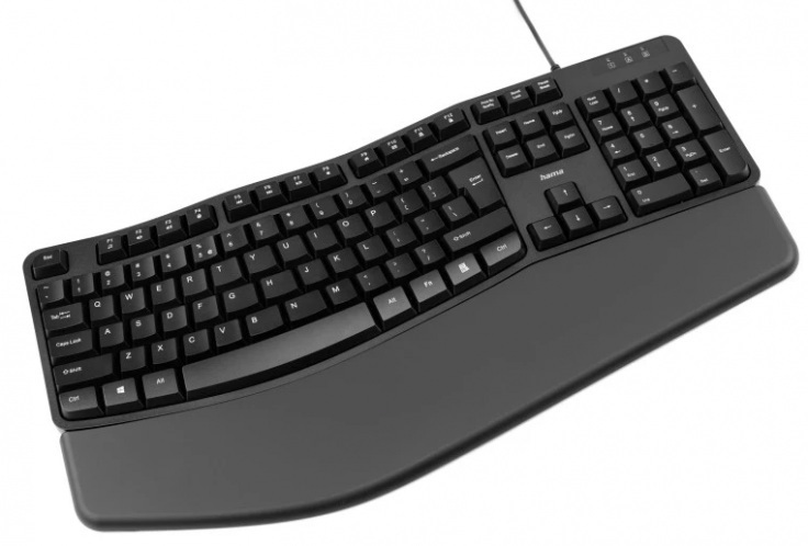 Klawiatura HAMA EKC-400, ergonomiczna, przewodowa, czarna