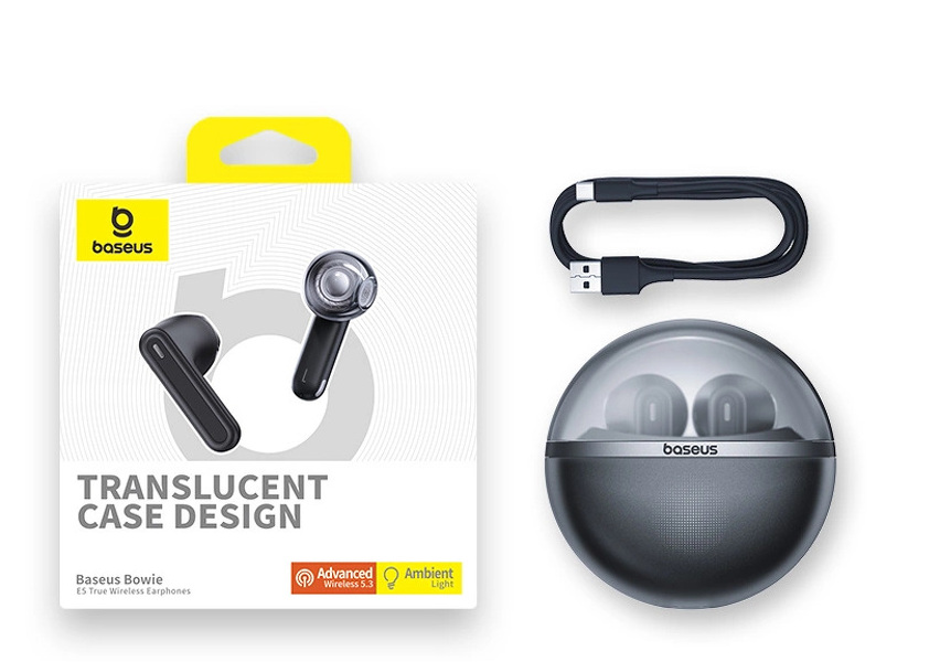 Zdjęcie produktu: Słuchawki bezprzewodowe TWS Baseus Bowie E5, ładowanie indukcyjne, Bluetooth 5.3 - czarne