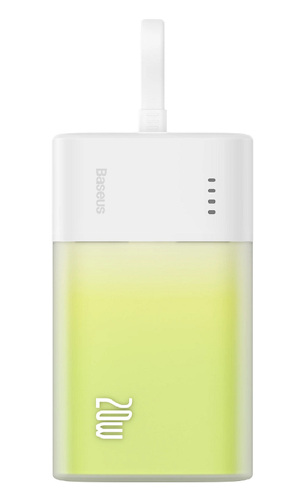 Miniatura produktu: Powerbank Baseus Popsicle 5200mAh 20W z wbudowanym kablem Lightning (+ biały kabel Baseus Simple USB-C - USB-C 60W/20V/3A/30cm) - biało-zielony