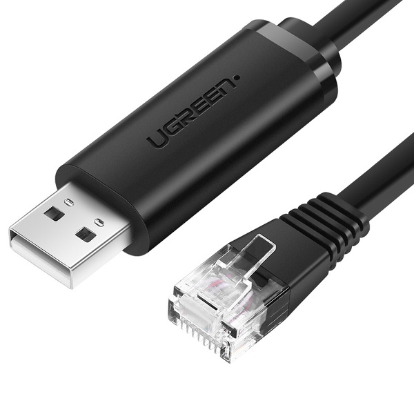 Zdjęcie produktu: Kabel sieciowy konsolowy UGREEN CM204, USB - RJ45 Do Urządzeń Sieciowych, 1.5m (czarny)