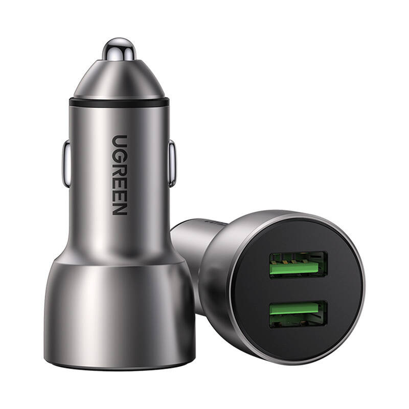 Ładowarka samochodowa Ugreen CD213 QC 3.0, 2xUSB, 36W (szara)