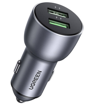 Miniatura produktu: Ładowarka samochodowa Ugreen CD213 QC 3.0, 2xUSB, 36W (szara)
