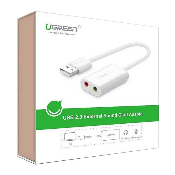 Zdjęcie produktu: Zewnętrzna karta dźwiękowa USB UGREEN US205 15cm (biała)