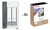 Serwer plików QNAP TS-216G 2-Bay, ARM Cortex-A55 2,0 GHz, 4 GB DDR4 RAM  + 2x 8TB Toshiba HDWG480UZSVA