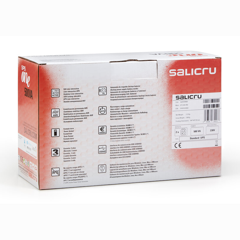 Zasilacz UPS Salicru SPS 700 ONE Red 700VA 360W Line-interactive AVR
