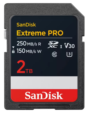 Miniatura produktu: Karta SanDisk Extreme PRO SDXC 2TB 250/150 MB/s C10 V30 UHS-I U3 (SDSDXXD-2T00-GN4IN)