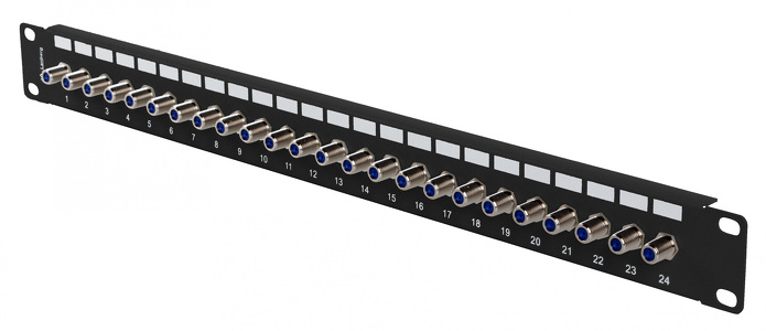 Miniatura produktu: Patch panel 24 port 1U 19" gniazdo TYP F beczka czarny Lanberg