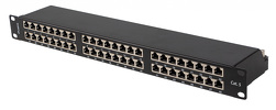 Patch panel 48 port 1U 19" KAT.5e FTP ekranowany czarny lanberg
