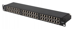 Patch panel 48 port 1U 19" KAT.6 FTP ekranowany czarny lanberg