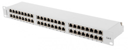 Patch panel 48 port 1U 19" KAT.6 FTP ekranowany szary Lanberg