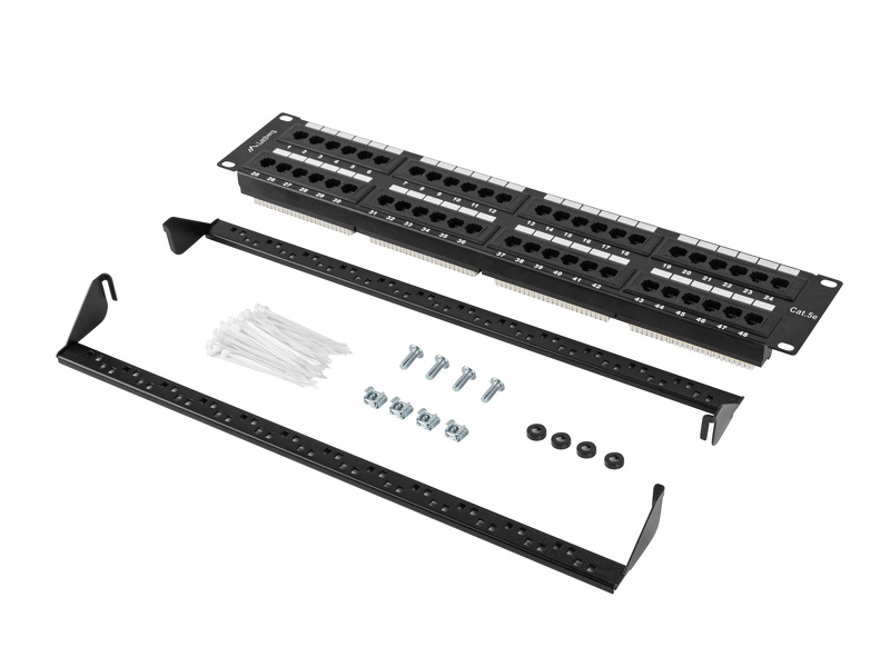 Zdjęcie produktu: Patch Panel 48 Port 2U Kat.5e czarny Lanberg Zdjęcie produktu: Patch Panel 48 Port 2U Kat.5e czarny Lanberg