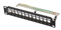 Patch panel pusty 12 port 1U 10" FTP z organizerem do modułów keystone czarny Lanberg