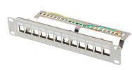 Patch panel pusty 12 port 1U 10" FTP z organizerem do modułów keystone szary Lanberg