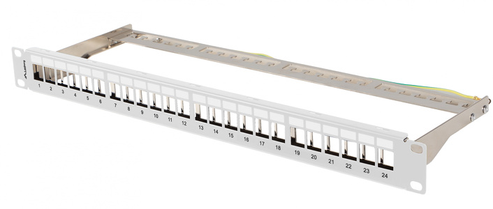 Miniatura produktu: Patch panel pusty 24 port 1U 19" FTP do modułów keystone szary Lanberg