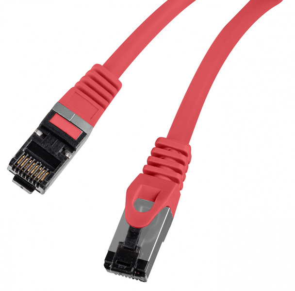 Zdjęcie produktu: Kabel Lanberg RJ45 Patch cord Kat.8.1 do 40 Gb/s S/FTP LSZH CU 0.5m Czerwony Fluke Passed