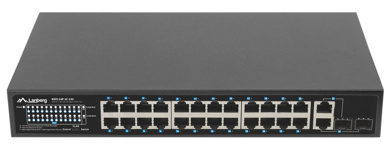 Miniatura produktu: Switch Lanberg 24X 100MB POE+/2X COMBO RACK 19" GIGABIT ETHERNET 250W