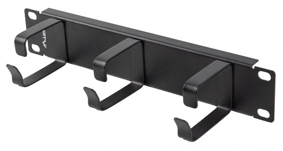 Miniatura produktu: Organizer kabli 10" 1U z 3 metalowymi uchwytami typ b czarny Lanberg