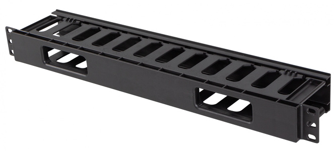 Miniatura produktu: Organizer kabli 19" 1U plastikowy z zaślepką typ A czarny Lanberg