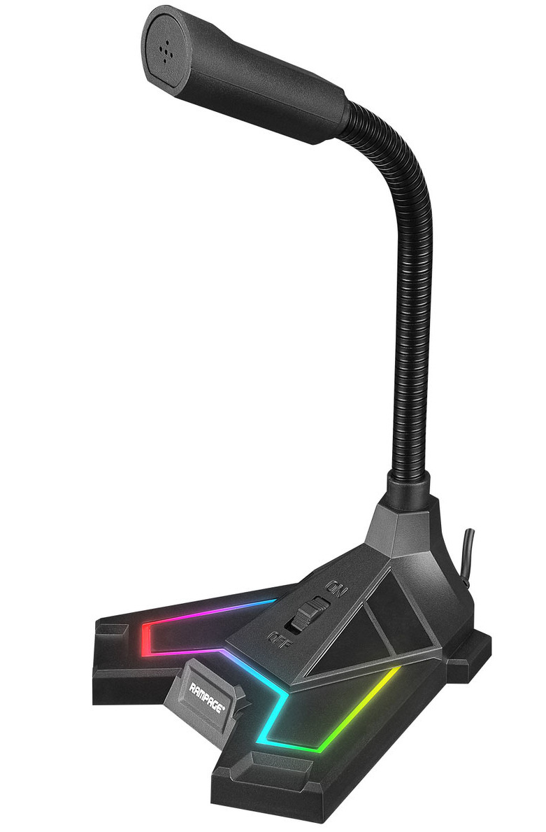Mikrofon gamingowy do komputera dla gracza Rampage Chatty - na USB, RGB, przewodowy