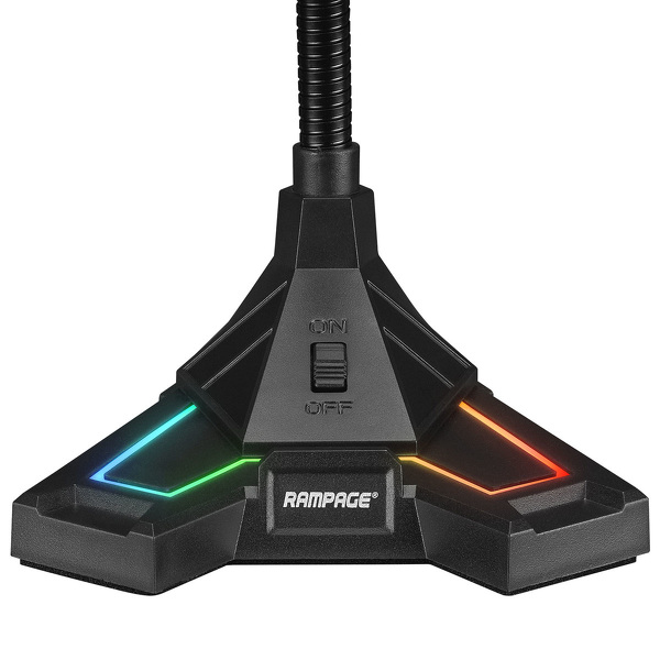 Zdjęcie produktu: Mikrofon gamingowy do komputera dla gracza Rampage Chatty - na USB, RGB, przewodowy
