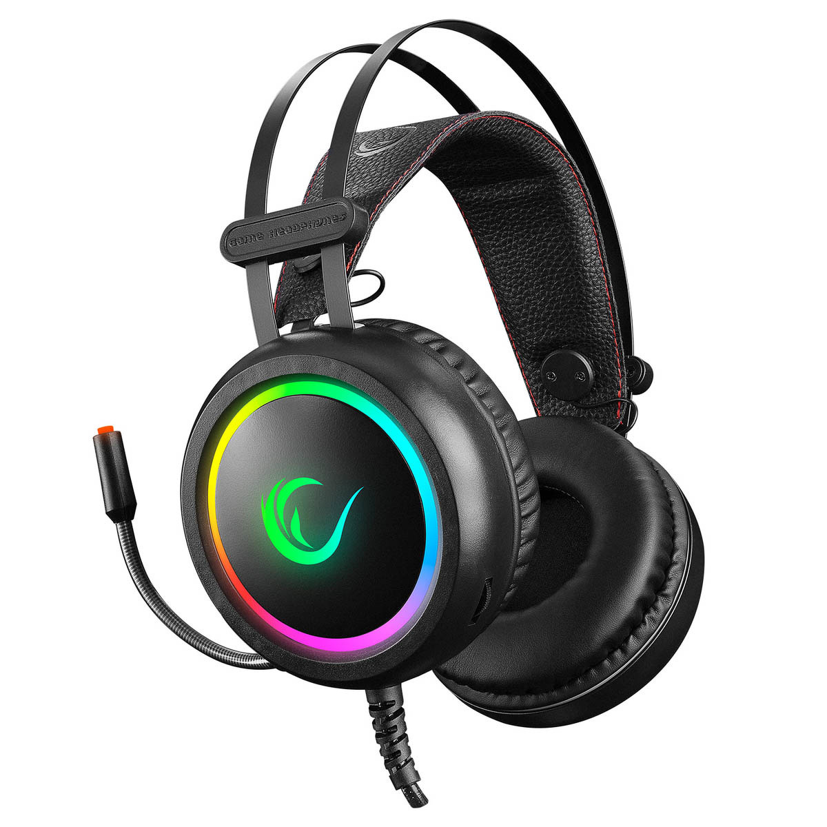 Słuchawki Rampage STORMY 7.1 gamingowe z mikrofonem, nauszne, RGB, USB, czarne