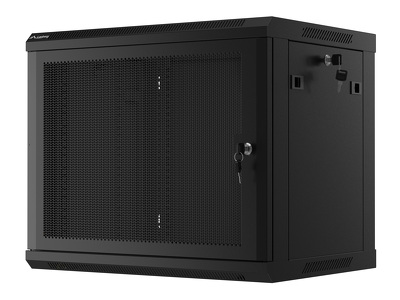 Miniatura produktu: Szafa instalacyjna Rack wisząca 19" 9U 600x450 czarna drzwi perforowane Lanberg (flat pack)