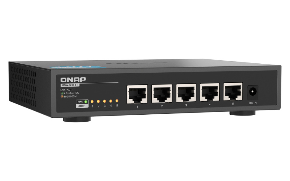 Zdjęcie produktu: Qnap QSW-3205-5T 5 portowy przełącznik 10 GbE BASE-T RJ45