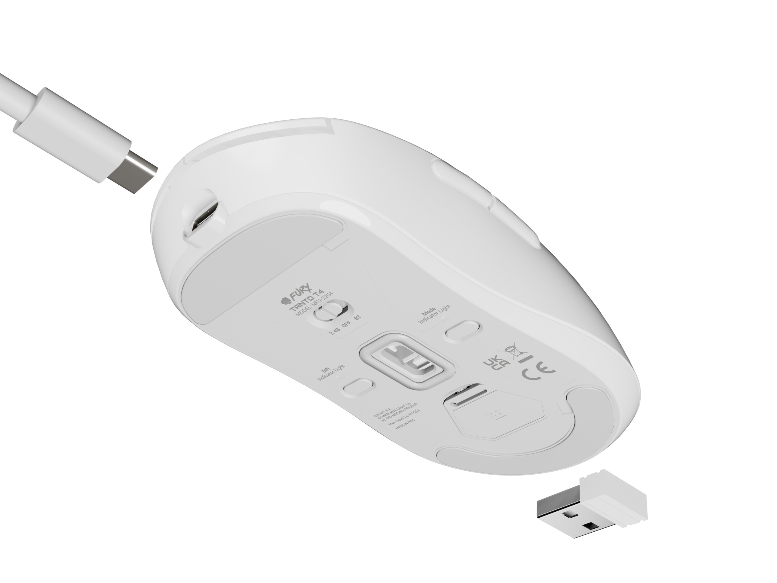 Mysz bezprzewodowa gamingowa FURY TANTO T4 12000DPI - biała