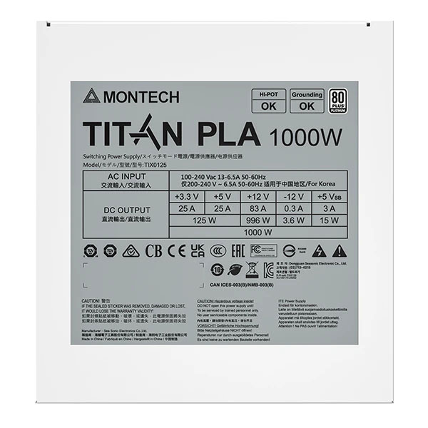 Zasilacz komputerowy Montech Titan PLA 1000W