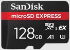 Karta SanDisk EXPRESS microSDXC 128GB  880MB/s Read, Up to 480MB/s Write, 100MB/s Sustained Write EX C10 U3 UHS-I (SDSQXFN-128G-GN4NN)