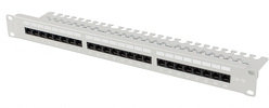 Patch Panel 24 Port 1U 19” Kat.5e UTP z organizerem kablowym Lanberg Szary