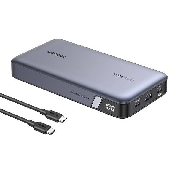 Zdjęcie produktu: Powerbank 25000mAh Ugreen PB205, USB + 2x USB-C, 145W PD (szary)